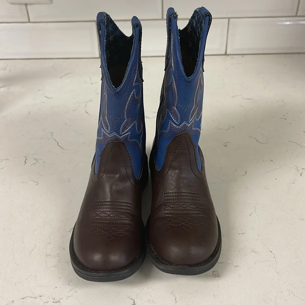 Roper Kids Lightning (Toddler/Little Kid) Blue and Brown Western Boots Size 11
